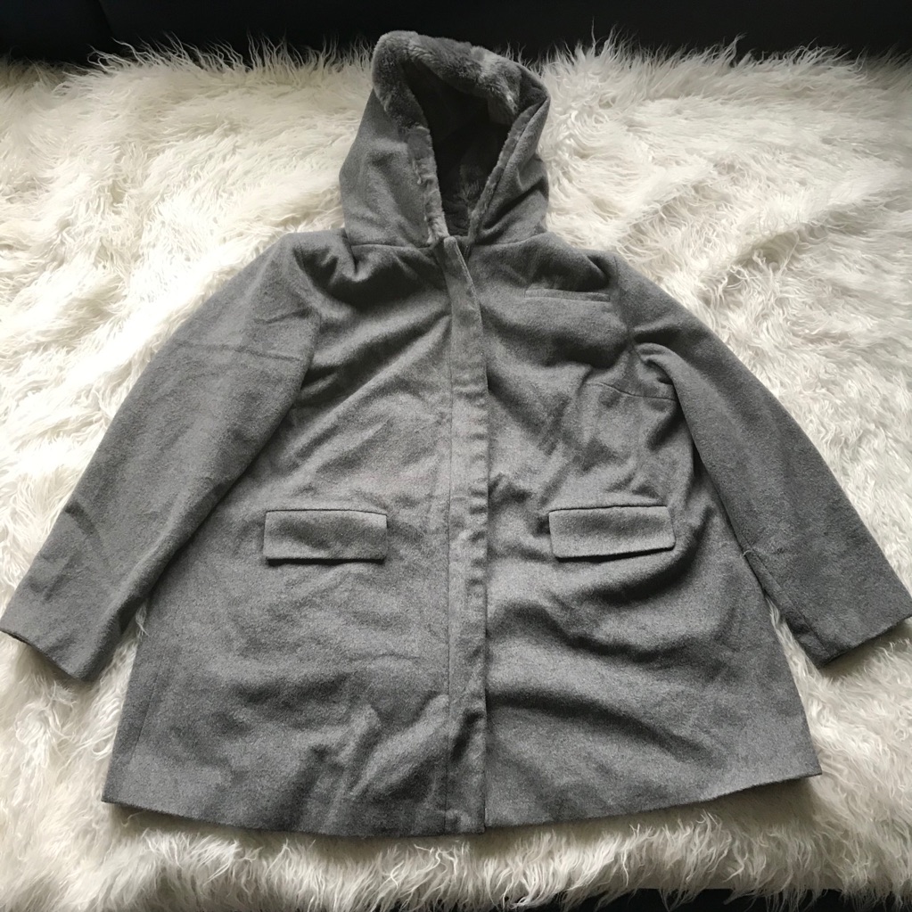 Lane Bryant Faux Fur Hood Coat In Grey
